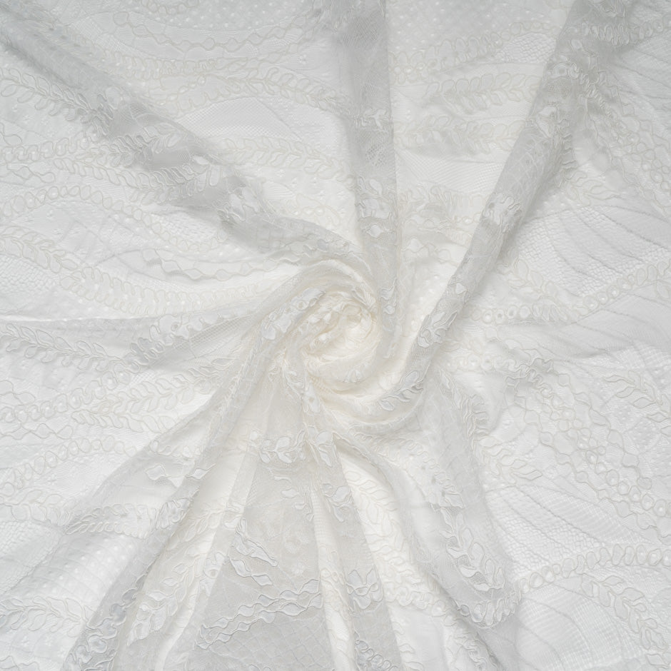 Multi Patterned White Corded Lace