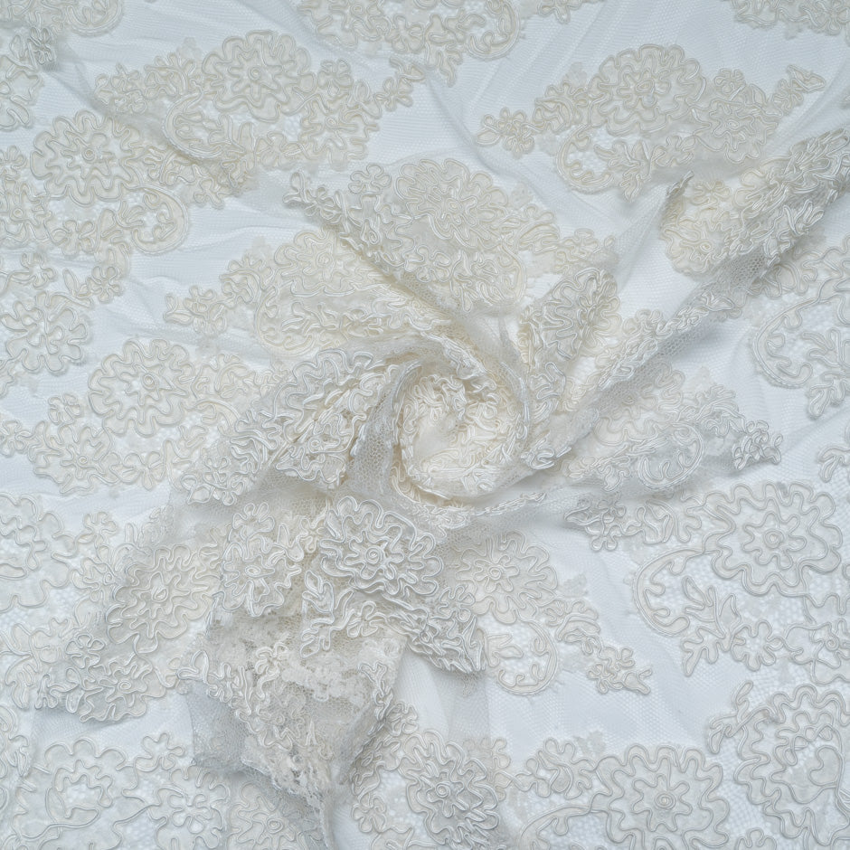 Ivory Floral Corded Lace