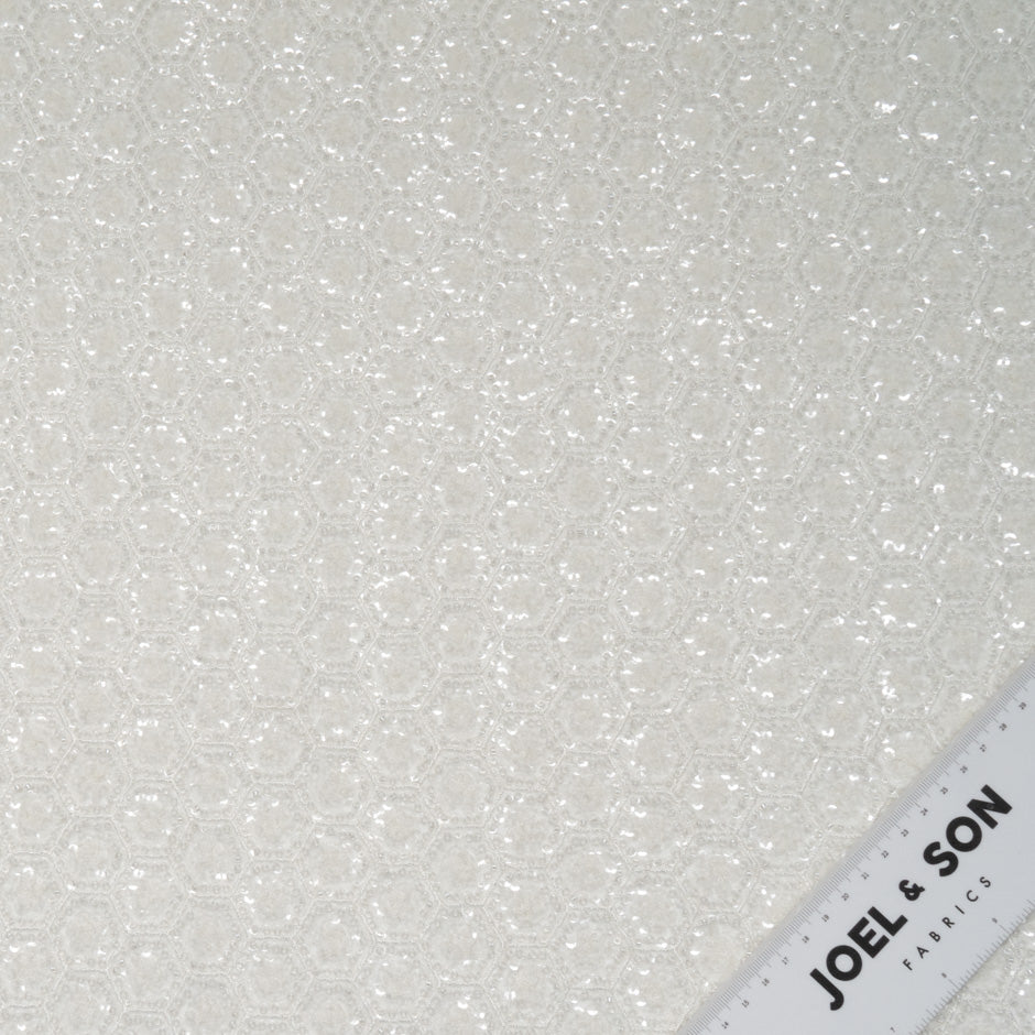 Ivory Honeycomb Hand Beaded Tulle