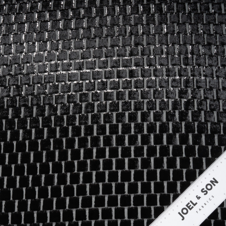 Black 'Square' Metallic Devoré Velvet