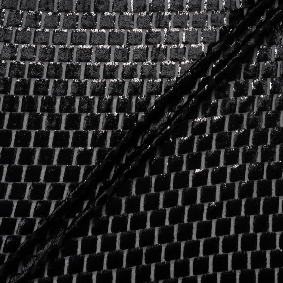 Black 'Square' Metallic Devoré Velvet