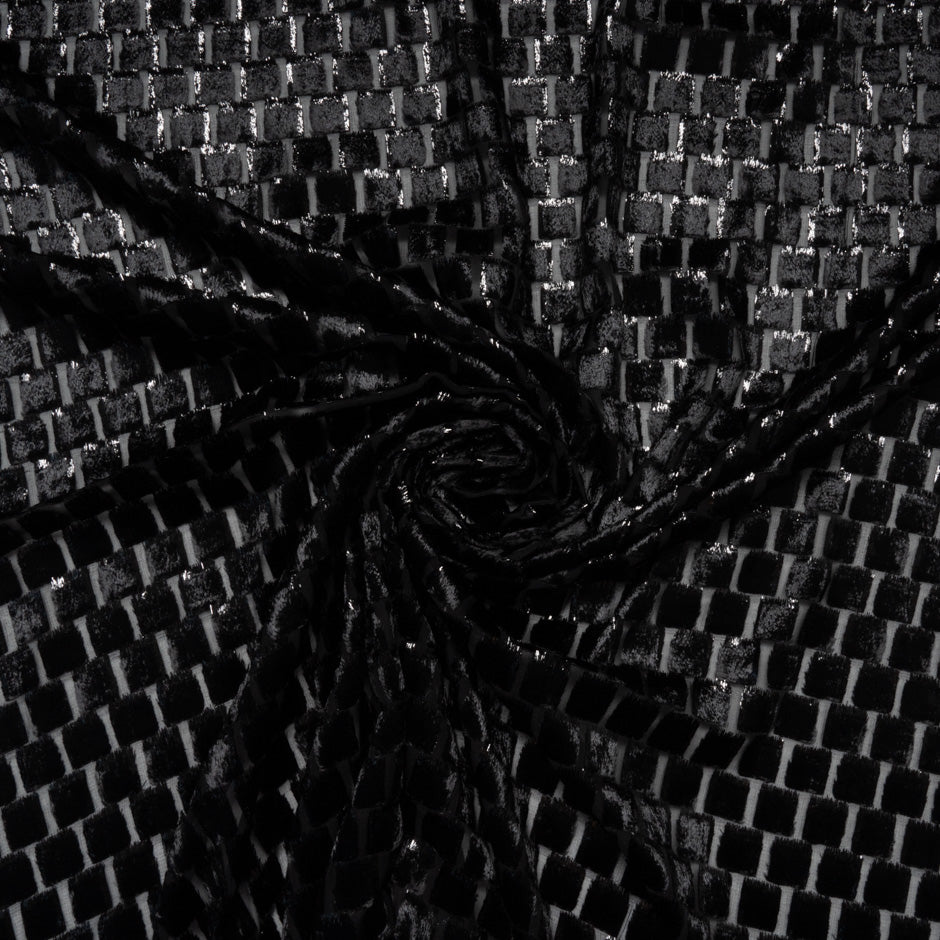 Black 'Square' Metallic Devoré Velvet