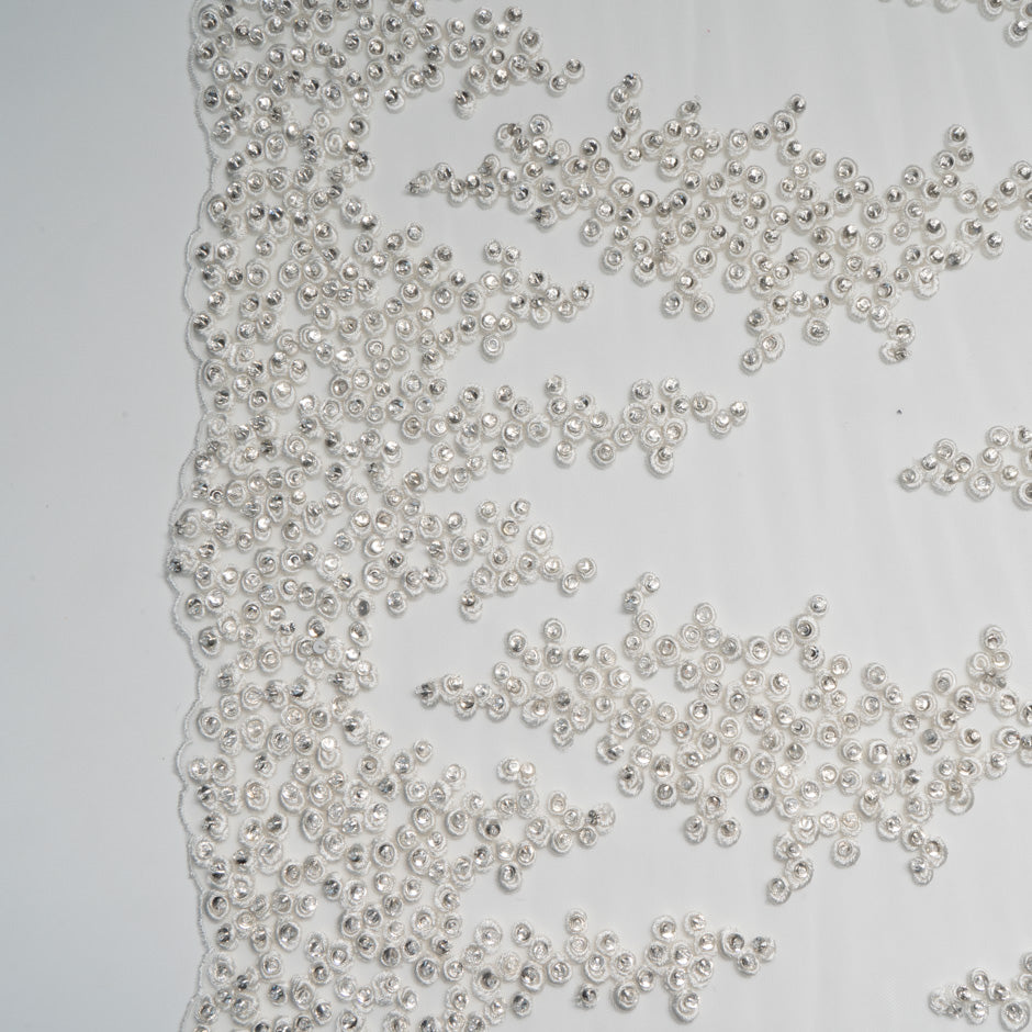 Diamanté Hand Embroidered White Tulle