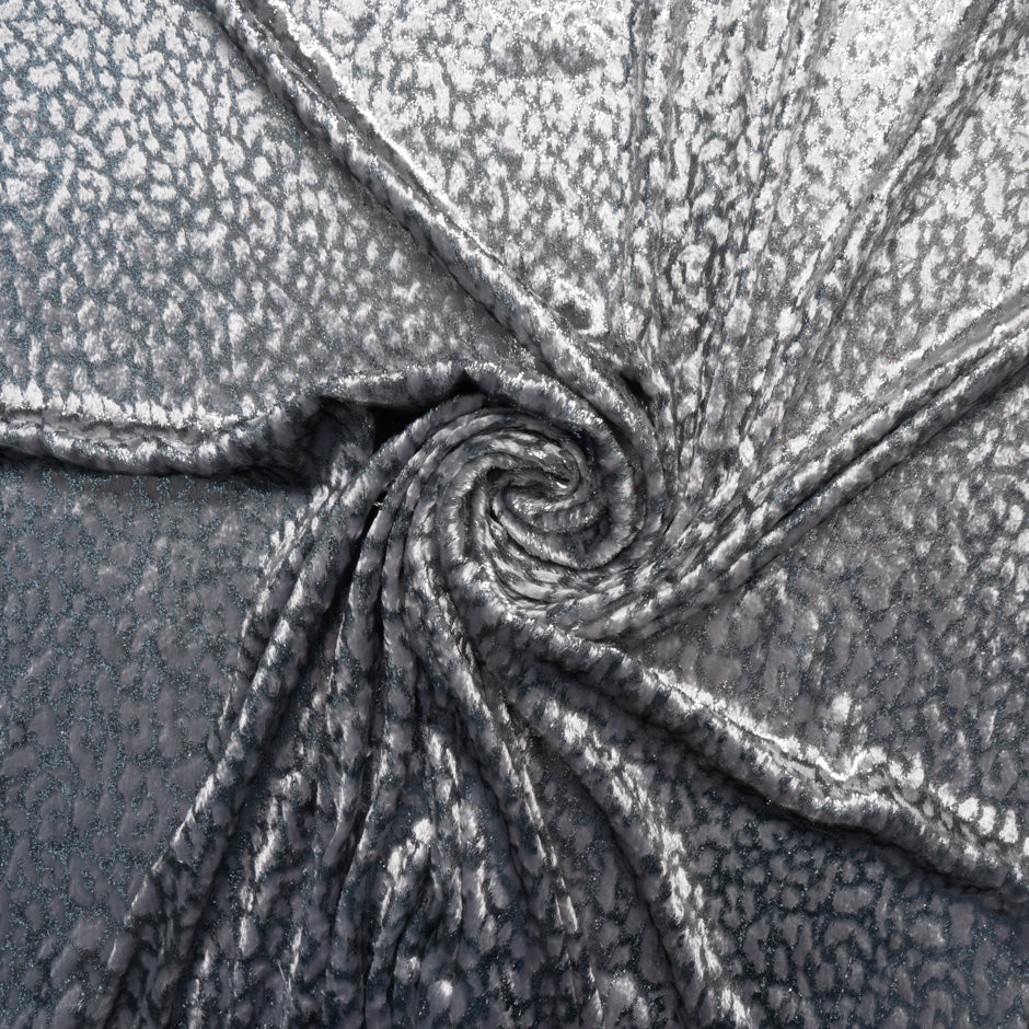 Silver Metallic 'Animal' Panné Velvet