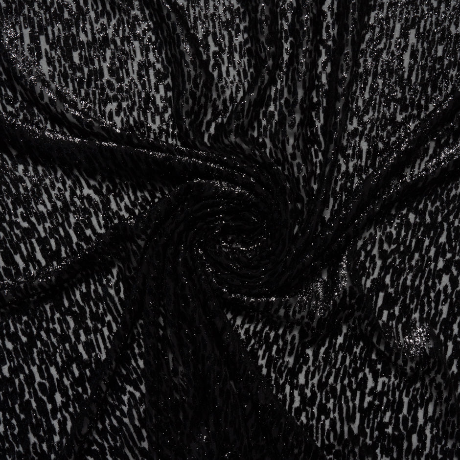 Black Abstract Metallic Devoré Velvet