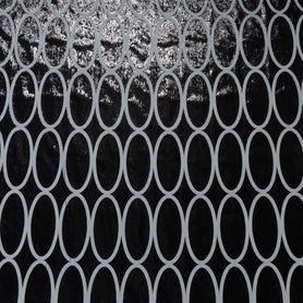 Geo Printed Black Metallic Panné Velvet