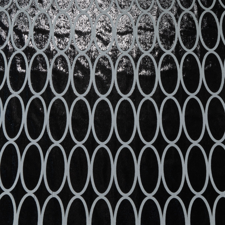 Geo Printed Black Metallic Panné Velvet