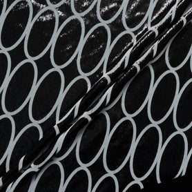 Geo Printed Black Metallic Panné Velvet