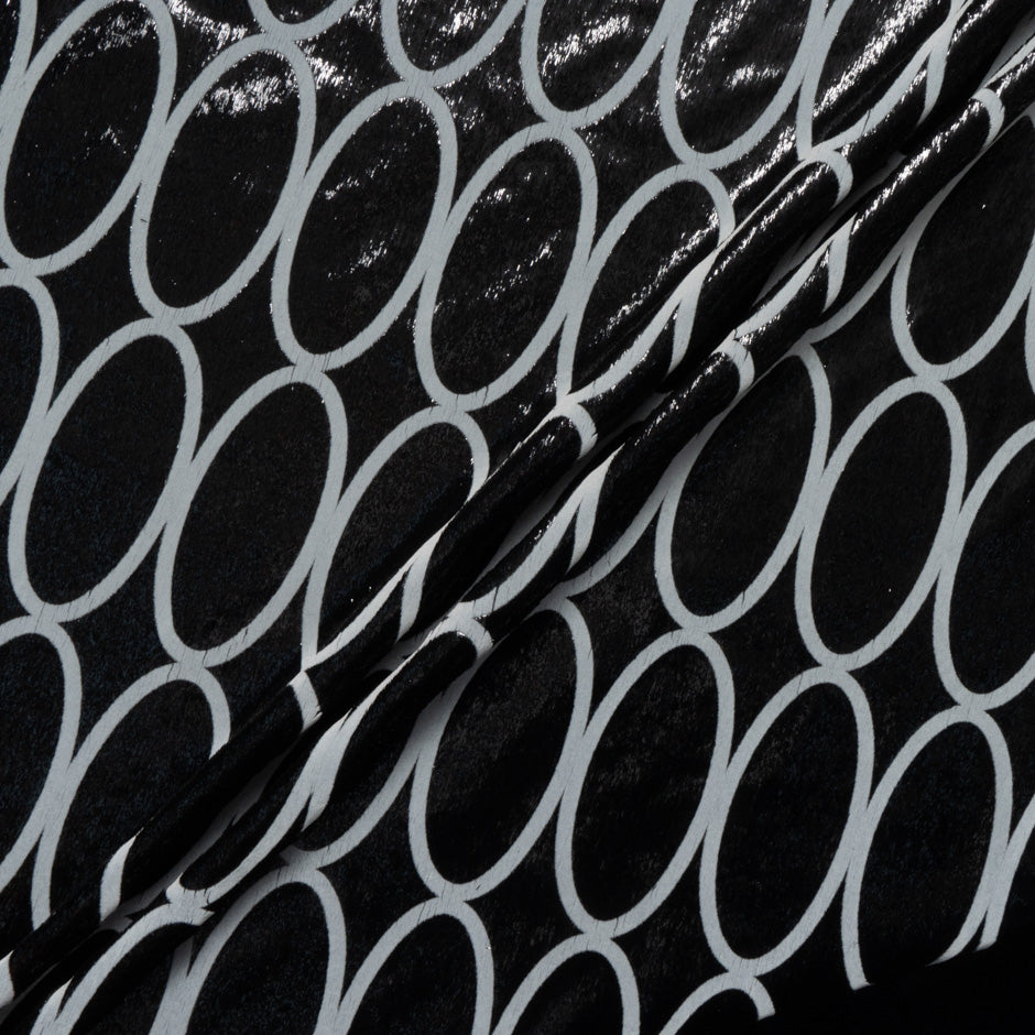 Geo Printed Black Metallic Panné Velvet