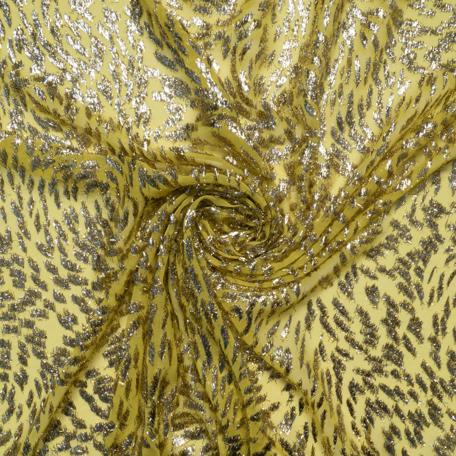 Bright Yellow 'Animal' Metallic Silk Chiffon