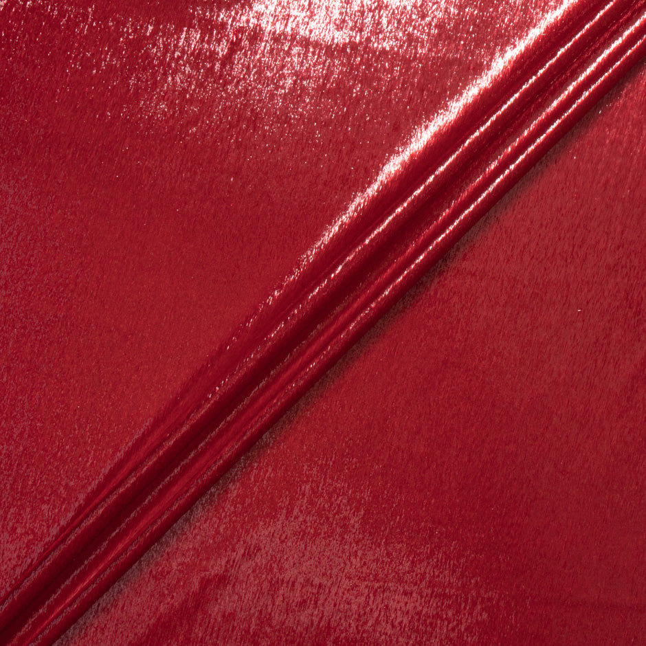 Bright Red Metallic Panné Velvet