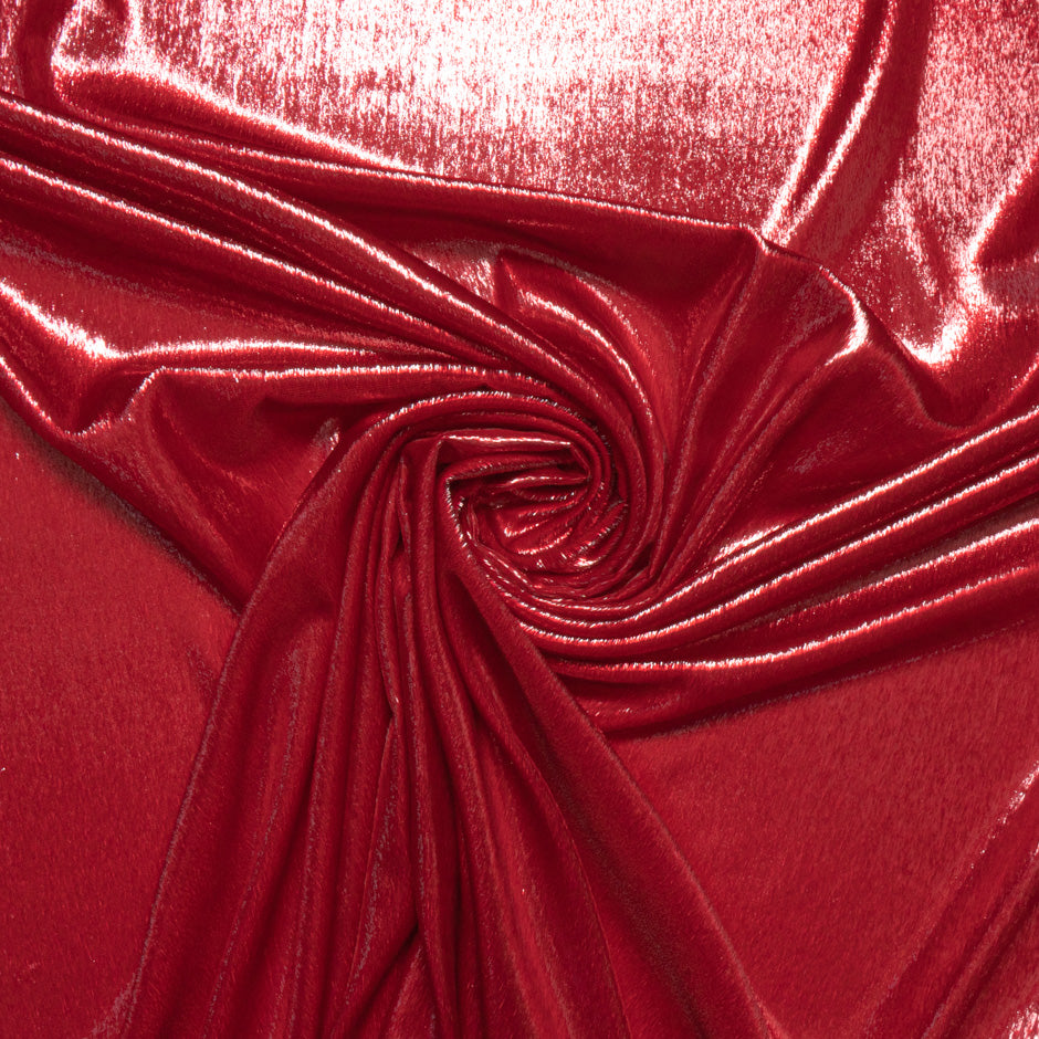 Bright Red Metallic Panné Velvet