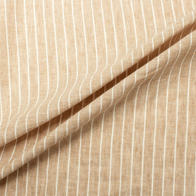 White Striped Beige Lightweight Pure Linen