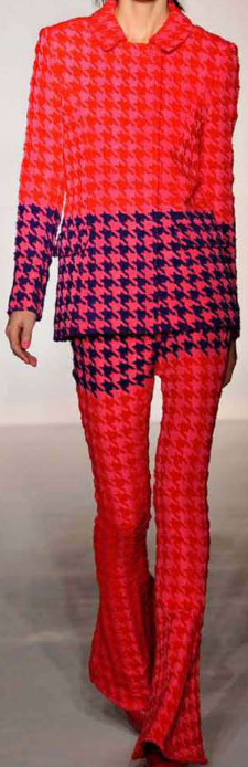 Green/Red Houndstooth Printed Wool Panel